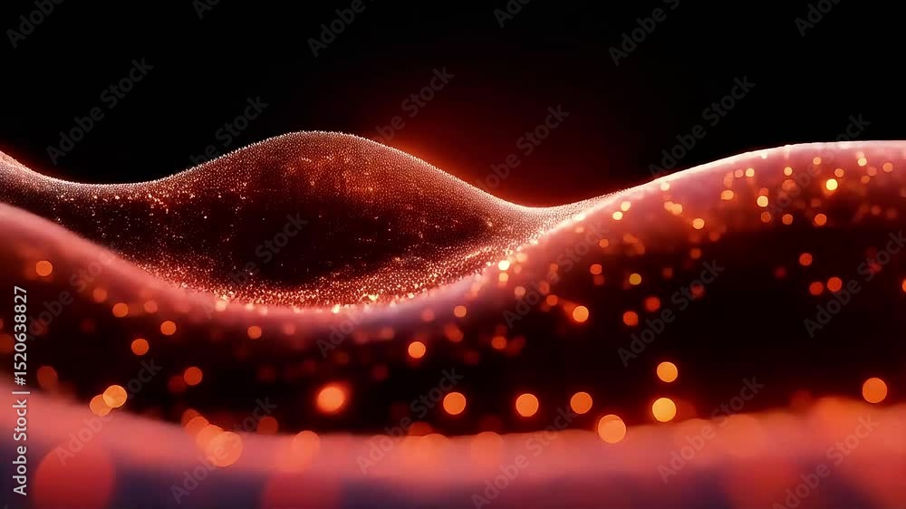 Poster abstract red particle wave: glowing ember motion