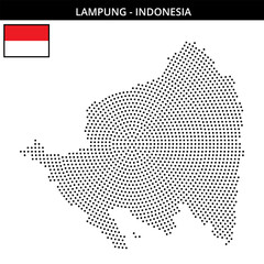 Fototapeta premium Medium circular dotted map of lampung in Indonesia