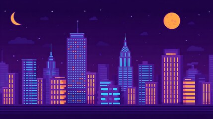 City skyline under the night sky