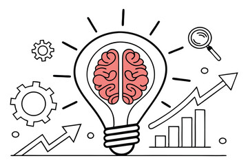 Creative Idea Lightbulb Brain Growth Success Business Concept Illustration