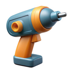 Electric Drill 3d icon in cartoon plastic style minimal isolated on transparent white background, clipping path