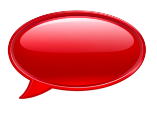 Glossy 3D Red Speech Bubble with Drop Shadow, Modern UI Style, isolated on a transparent background