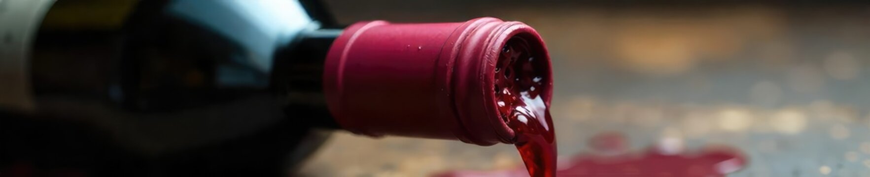 Close-up of a wine bottle with a visibly corked stopper, exhibiting signs of TCA taint The cork is slightly protruding Image highlights the problem of spoiled wine , bottle damage, drink, cork