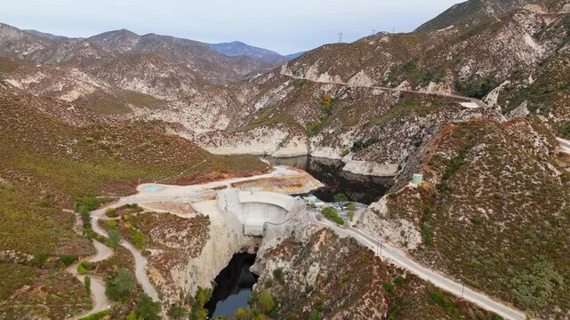 Aerial view of Big Tujunga Reservoir and Big Tujunga Dam