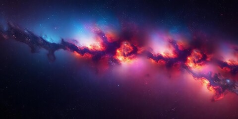 Fototapeta premium Vast cosmic expanse, vibrant nebulae illuminate distant stars, amazing, background