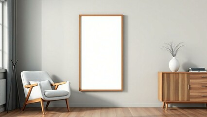 Modern living room mockup with blank frame