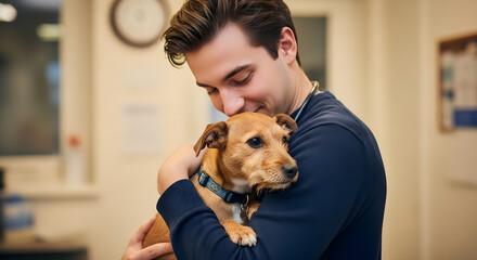 Person holding a small dog