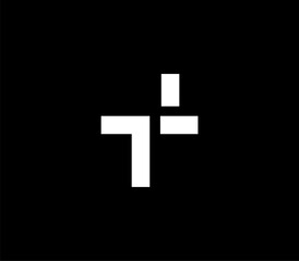 Obraz premium Abstract White Cross TL Shape Logo Design Minimalist Modern