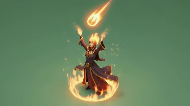 Enchantress Casting a Fiery Spell