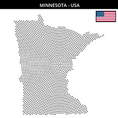 Fototapeta premium Medium circular dotted map of minnesota in the USA