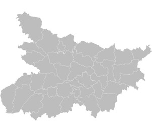 Bihar, India – administrative vector map with district boundaries (Web Mercator projection, PPT-compatible & fully editable)