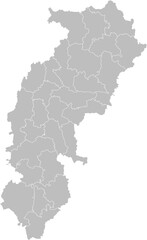 Chhattisgarh, India – administrative vector map with district boundaries (Web Mercator projection, PPT-compatible & fully editable)