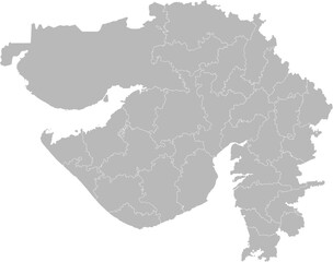 Gujarat, India – administrative vector map with district boundaries (Web Mercator projection, PPT-compatible & fully editable) © Terry