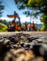 Naklejka premium Road repair construction heavy equipment outdoor