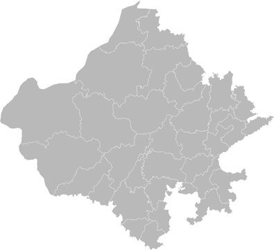 Rajasthan, India &ndash; administrative vector map with district boundaries (Web Mercator projection, PPT-compatible & fully editable)