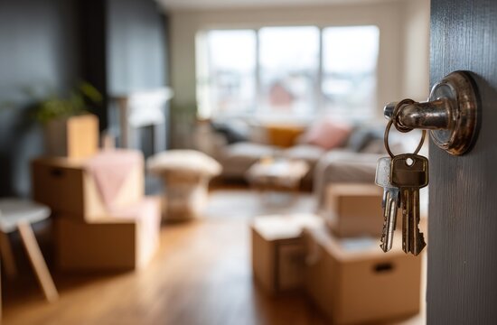 Keys in door opening into new home