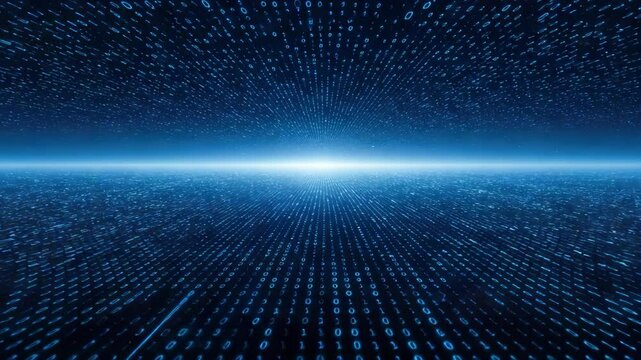 Binary code pattern spreading across a dark expanse