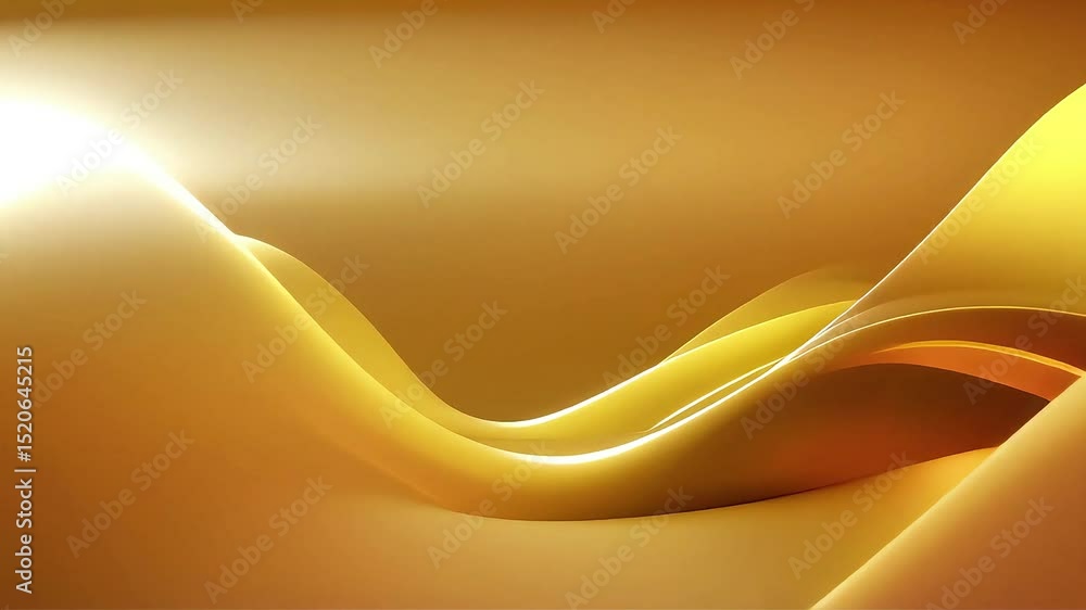 Poster golden abstract waves: a dynamic light and shadow play