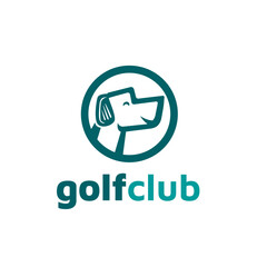 Creative dog with golf stick for golf sport club logo design