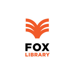 fox head with paper book logo design