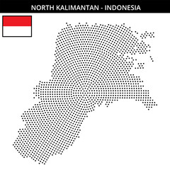 Fototapeta premium Medium circular dotted map of north-kalimantan in Indonesia