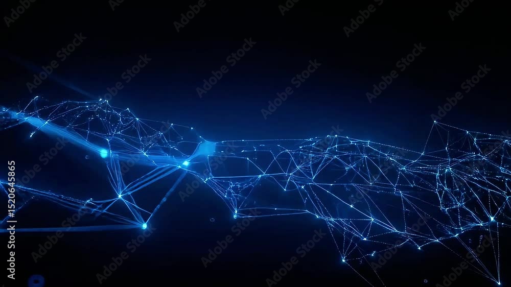 Poster Abstract Blue Network: Glowing Lines and Nodes in Motion