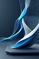 Abstract 3D shapes in blue and white