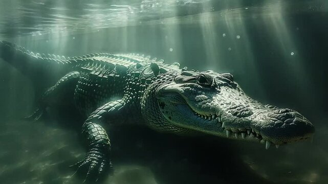Saltwater crocodiles swimming in the Nile River