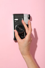 Retro camera, photo shooting on retro camera