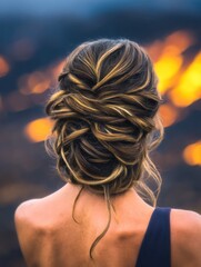 Woman's Updo Against Sunset