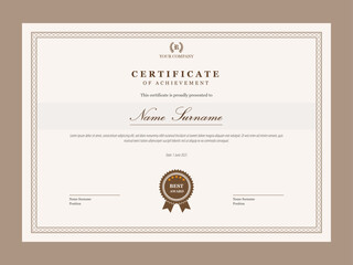 Vintage certificate of appreciation template. Multipurpose certificate design with retro style.