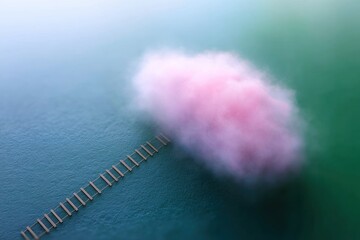Pink cloud over a wooden dock