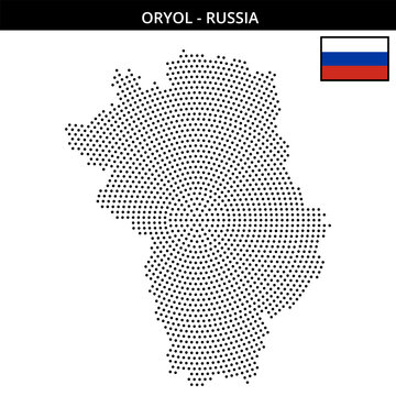 Medium circular dotted map of oryol in Russia