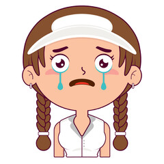 girl wear half cap scared face cartoon cute