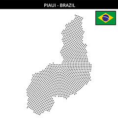 Obraz premium Medium circular dotted map of piaui in Brazil