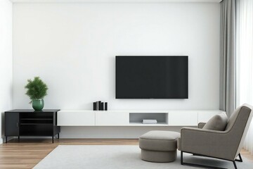 Modern minimalist living room with flat screen tv