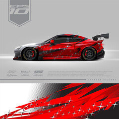 Racing car wrap design vector. Graphic abstract stripe racing background kit designs for wrap vehicle, race car, rally, adventure and livery. Full vector eps 10	
