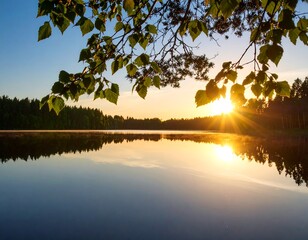 Sunrise over a tranquil lake