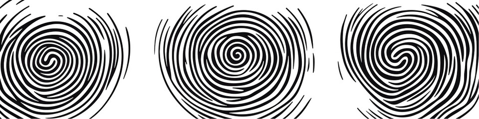 Naklejka premium Three dark spiral patterns