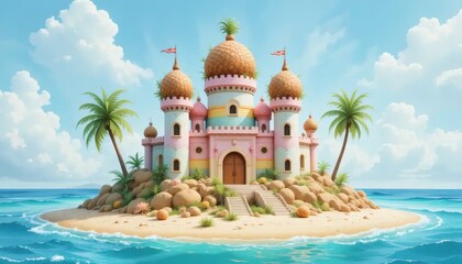 Naklejka premium Pineapple Castle on Tropical Island Paradise