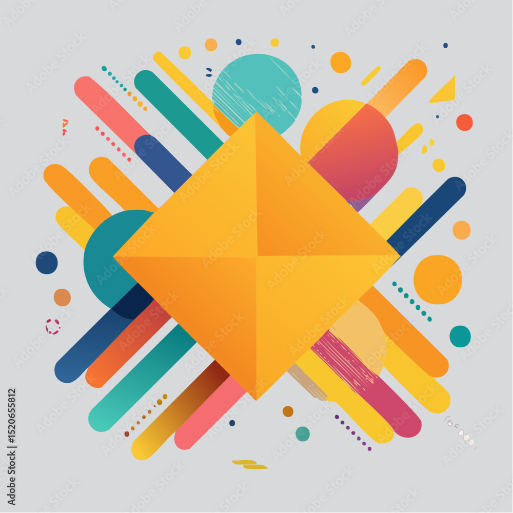 Poster abstract geometric composition with bright colors and overlapping shapes creates a dynamic and moder