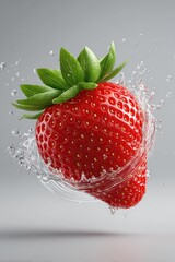 Fresh strawberry in water splash