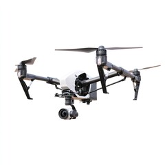 Drone photography aerial videography unmanned vehicle system quadcopter isolated white background professional 4k