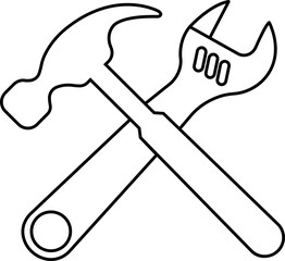 Tool repair and service icon in line. isolated on transparent background