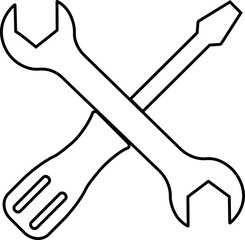 Tool repair and service icon in line. isolated on transparent background