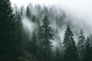 Write about a forest that is constantly shrouded in mist