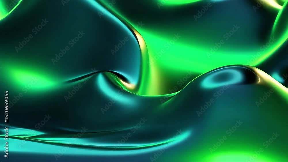 Poster abstract green liquid flowing dynamically