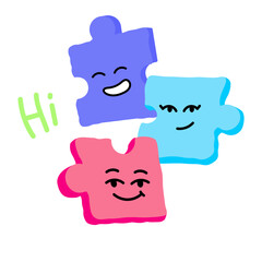 Puzzle piece characters welcoming to the team