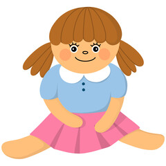 Illustration of a cartoon of a little girl doll
