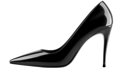 High Heel Shoe Elegant Style Black Color Transparent Background Isolated Fashion Accessory